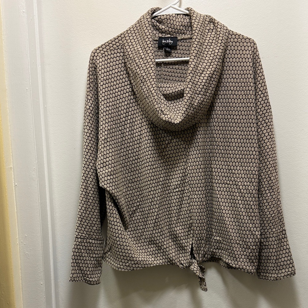 by & by Taupe Honeycomb Cowl Neck Sweater